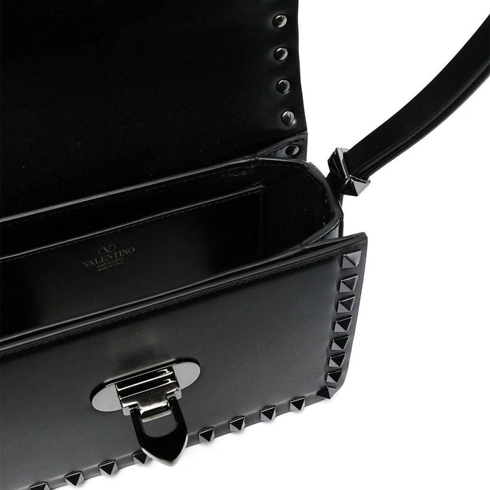VALENTINO Rockstud Leather Shoulder Bag Black Women