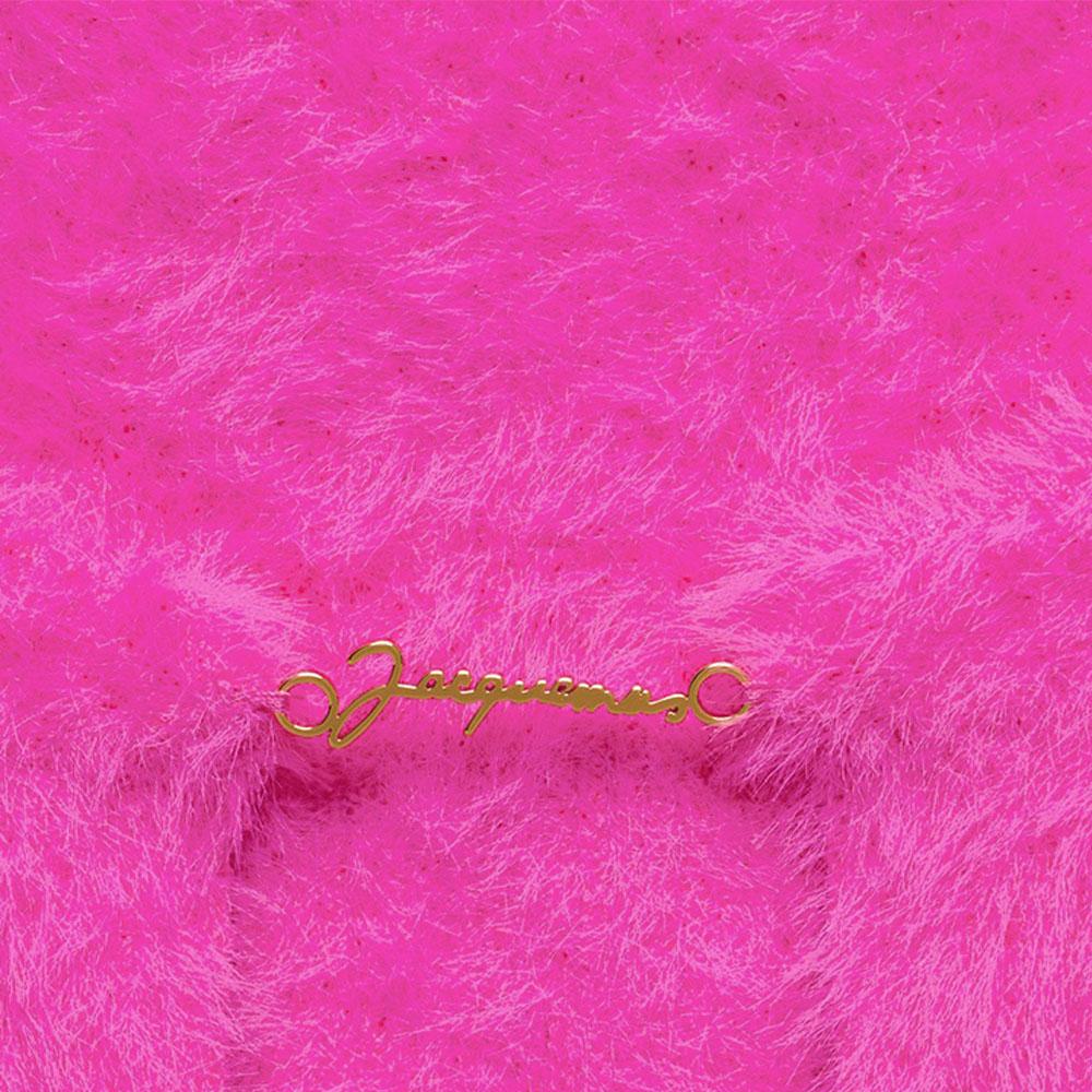 JACQUEMUS Gold Logo Fluffy Knit Cardigan Navy
