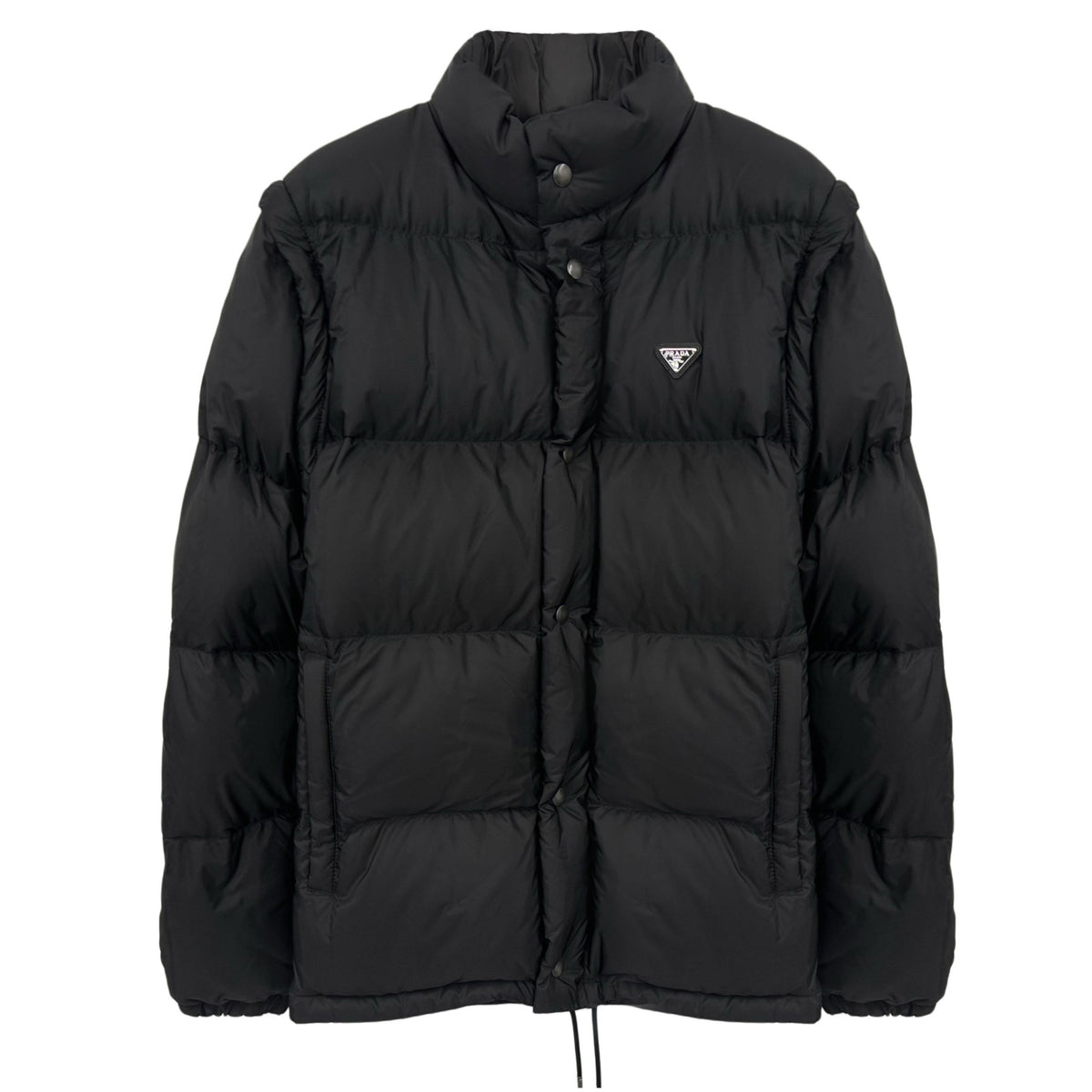 PRADA Goose Down Puffer Jacket Detachable Sleeves Triangle Logo Bla SGC863 F0002