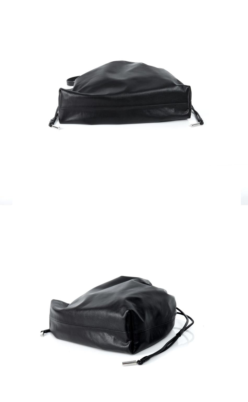The Row Angie Hobo Leather Shoulder Bag Black W1666L100 BLACK PLD