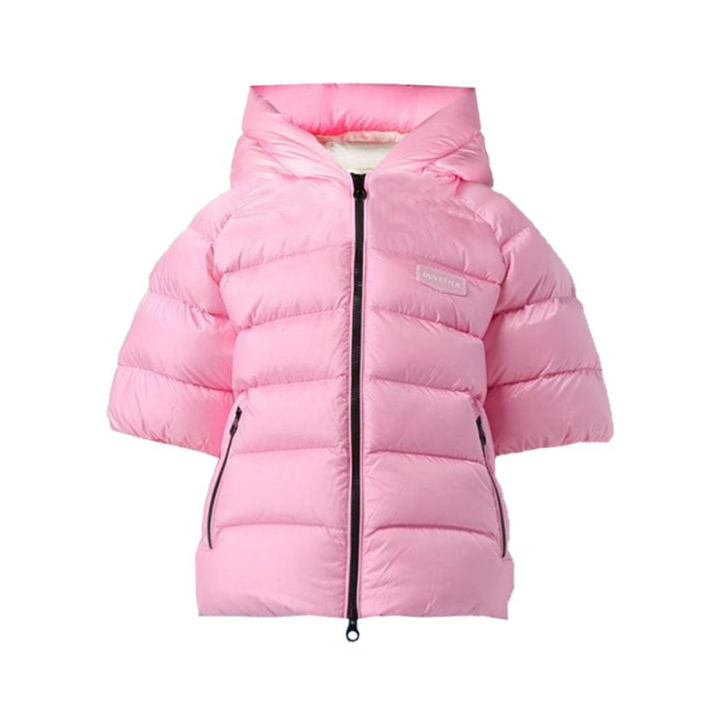 Duvetica Pink Half-Sleeve Hooded Down Puffer Jacket