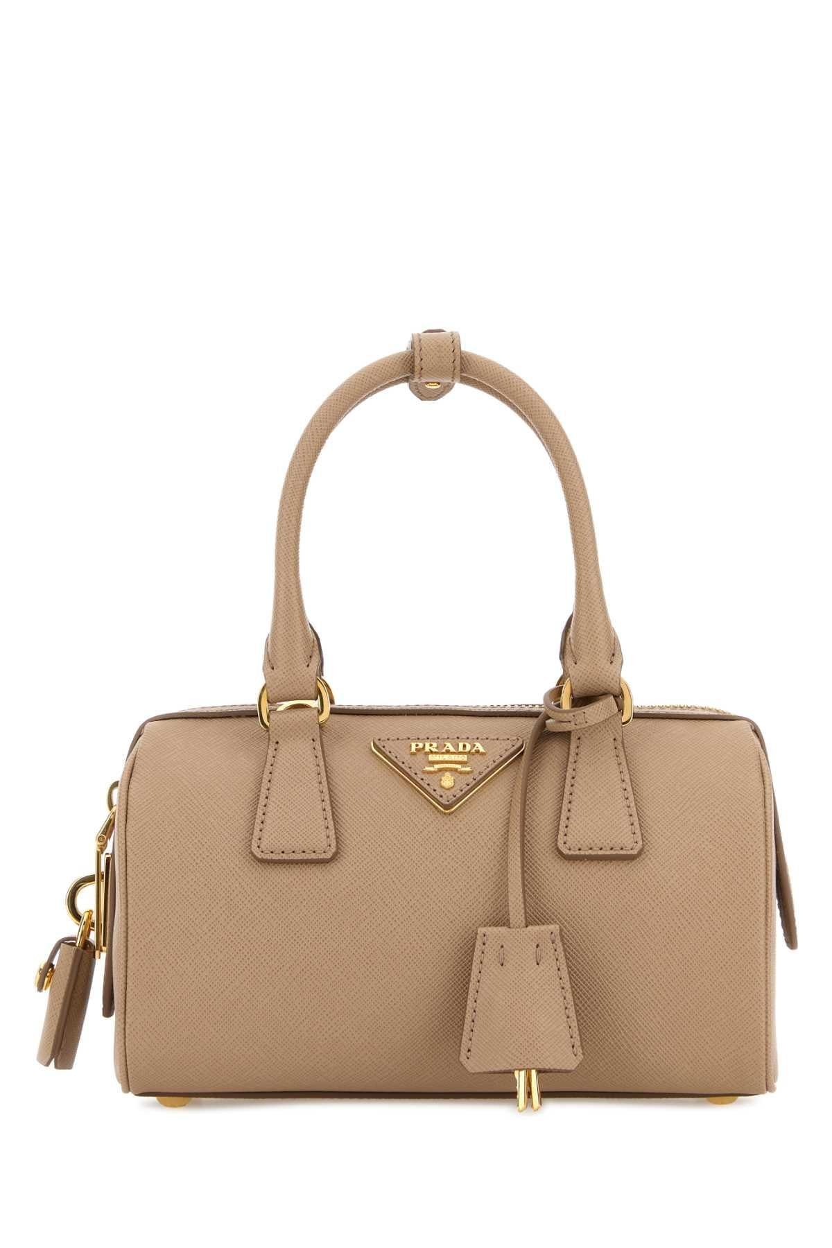 PRADA Black Leather Structured Tote Bag