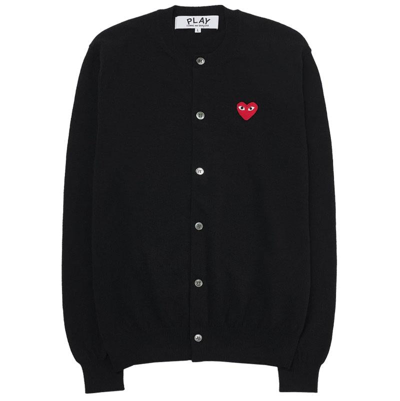 Comme des Garcons Red Heart Knit Cardigan Black Unisex