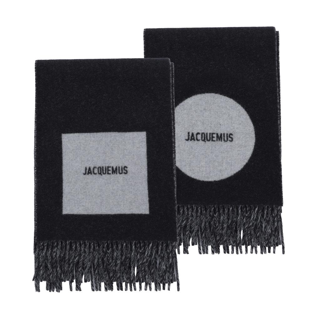 JACQUEMUS Unisex Le Scarf Wool Fringe Scarf - Black