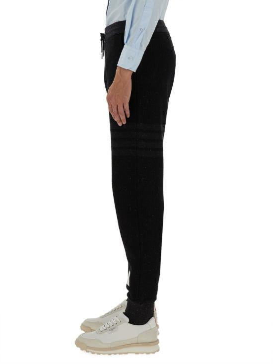 THOM BROWNE Black Cotton Jogger Sweatpants for Men MJQ199A J01420