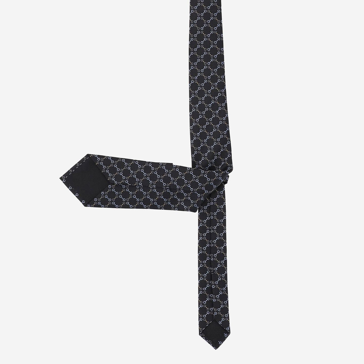 GUCCI Silk Logo Pattern Tie Navy Blue Men’s Accessory
