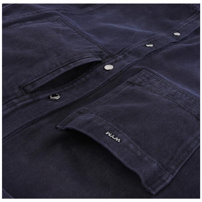 WOOYOUNGMI Teen Wash Denim Back Logo Long Sleeve Shirt