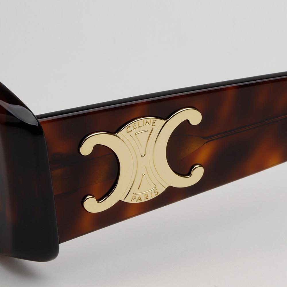 CELINE Triomphe Havana Acetate Sunglasses Asian Fit Unisex CL40282U 52A