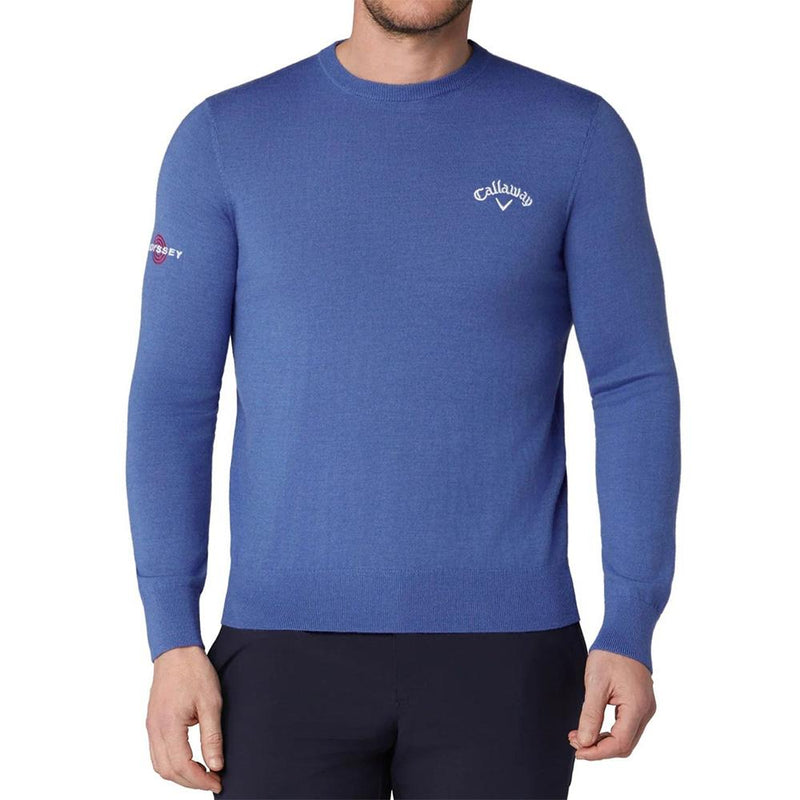 Callaway Men’s Merino Crewneck Mixed Knit Sweater Blue