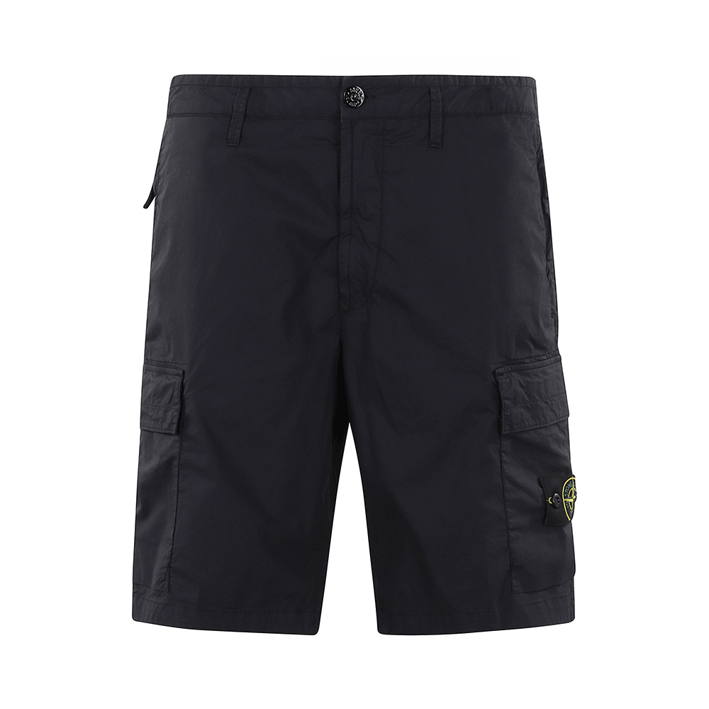 STONE ISLAND Men’s Cargo Shorts Black Cotton Ripstop