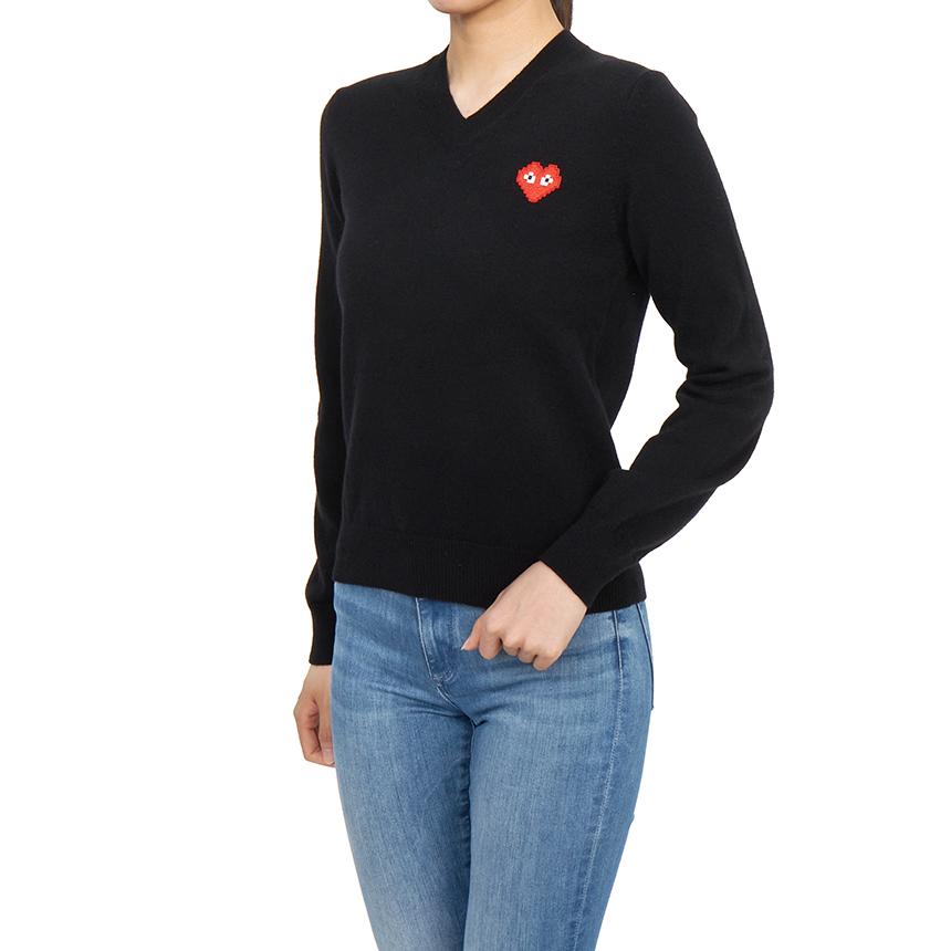 Comme des Garcons Invader Pixel Patch V-Neck Knit Sweater for Wome AZ N081 051 1
