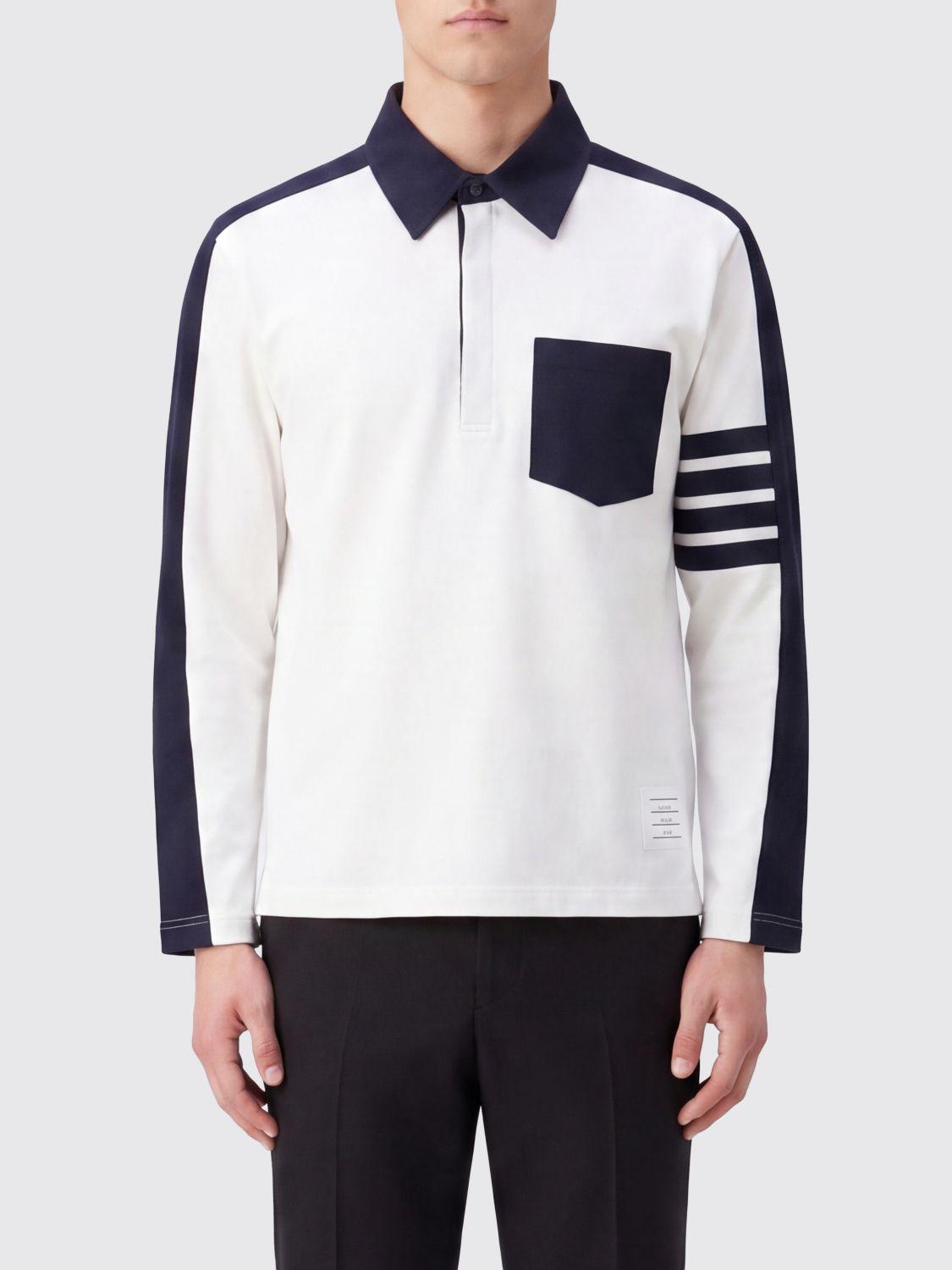 THOM BROWNE Long Sleeve T-Shirt White Cotton Men's Top