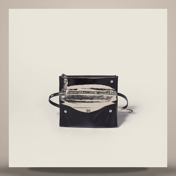 Miu Miu Leather Pouch with Shoulder Strap Black 5MT048 2A44 F0002