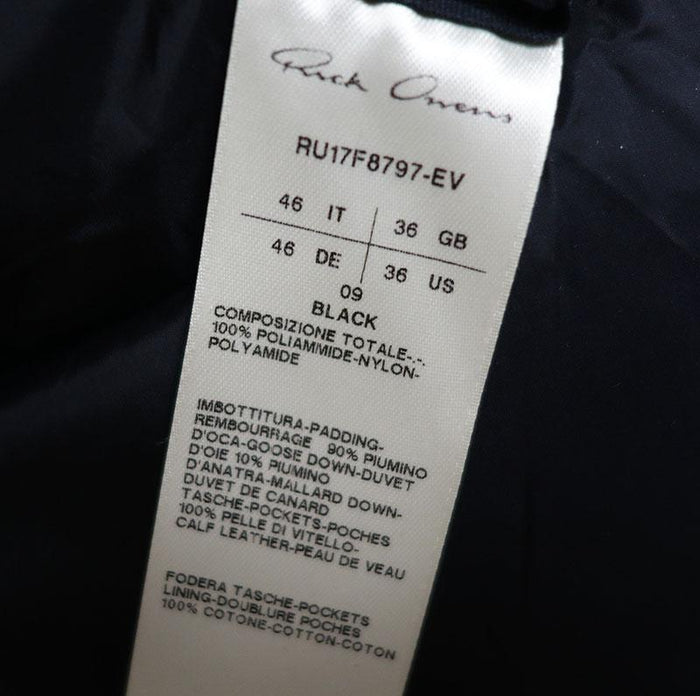 Rick Owens Leather Pocket Asymmetric Zip Goose Down Vest RU17F8797
