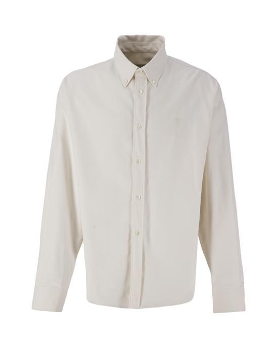 AMI Men’s Long Sleeve Shirt HSH170CO0056150 OFF WHITE DOM
