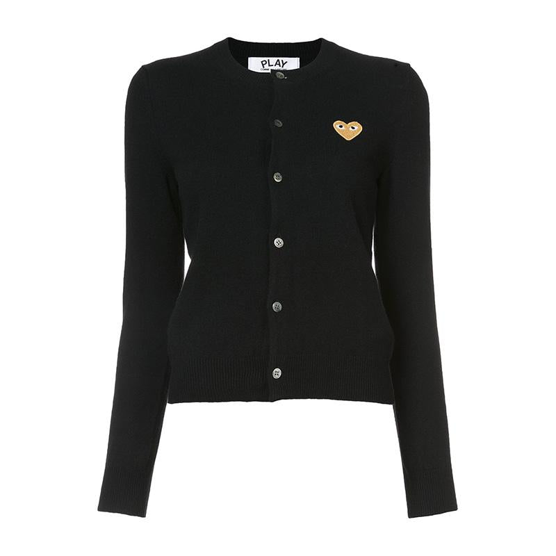 Comme des Garcons Gold Heart Patch Cardigan Black Unisex Knit AZ N049 051 1