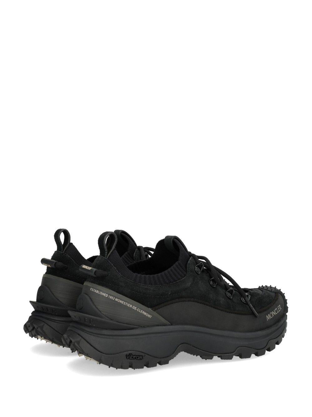 Moncler Black Leather Low-Top Sneakers for Men