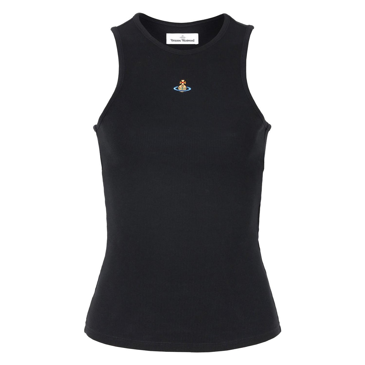 Vivienne Westwood Black 90s ORB Embroidered Sleeveless T-Shirt