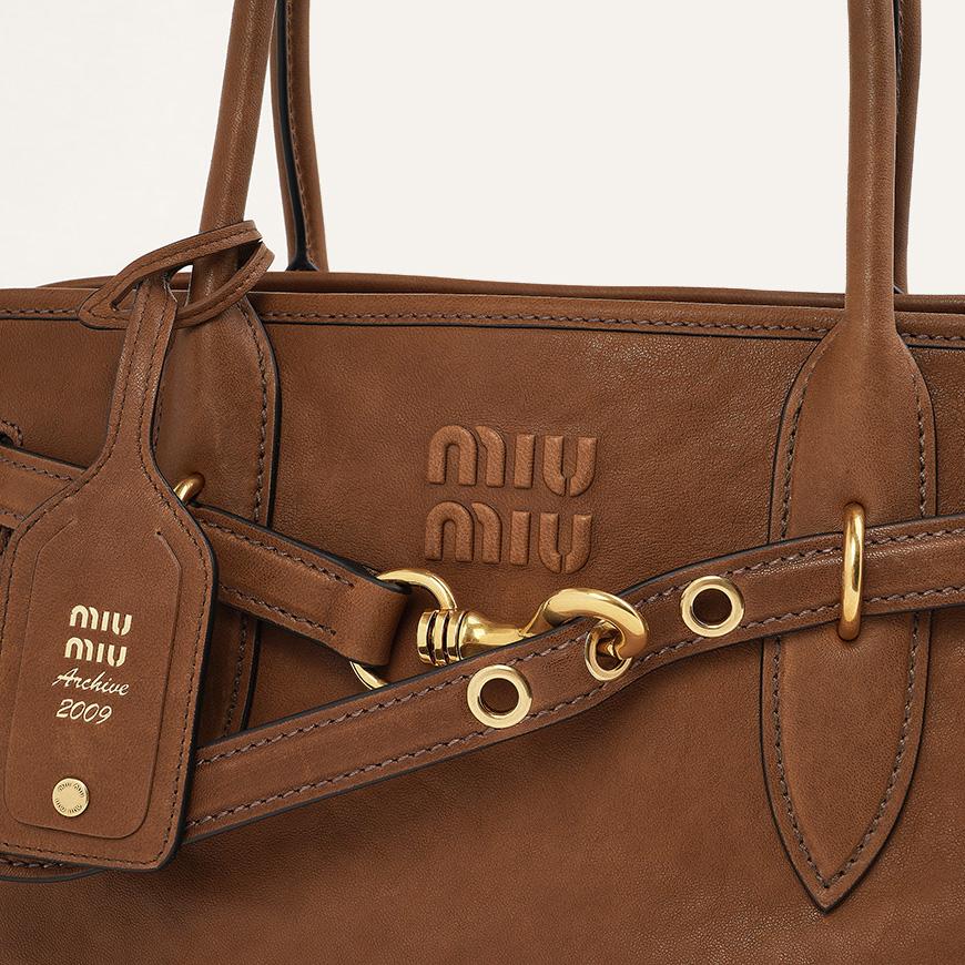 Miu Miu Avant-Garde Nappa Leather Tote Bag Black