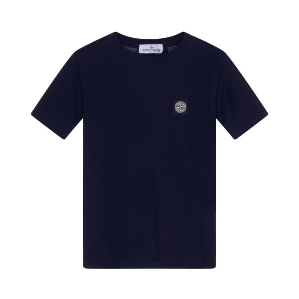 STONE ISLAND Kids Women Logo Patch Short Sleeve T-Shirt Navy