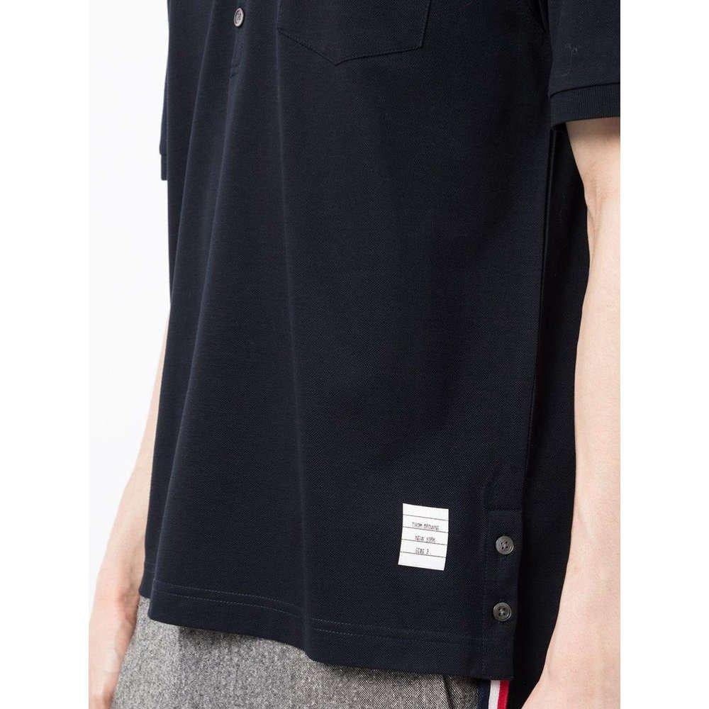 THOM BROWNE RWB Pocket Navy Cotton Polo Shirt Unisex