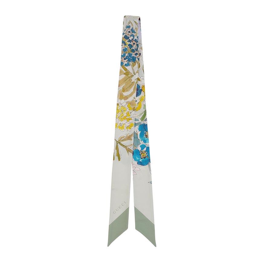 GUCCI Unisex Printed Silk Twill Ribbon Scarf 831626 3G001 3967