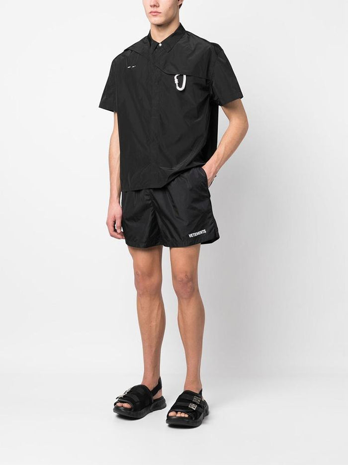 Vetements Logo Print Track Shorts ME63SW700B BK