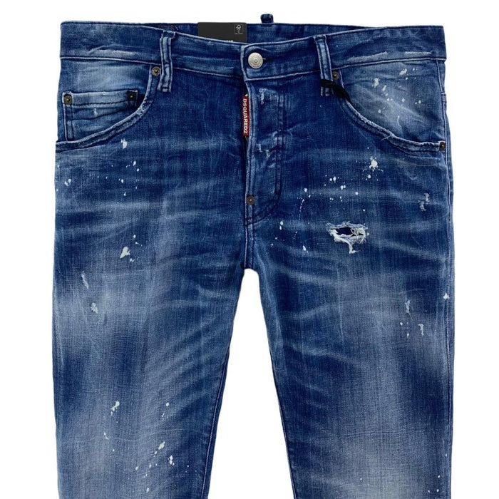 Dsquared2 Blue Distressed Slim Skater Jeans Denim Pants for Men