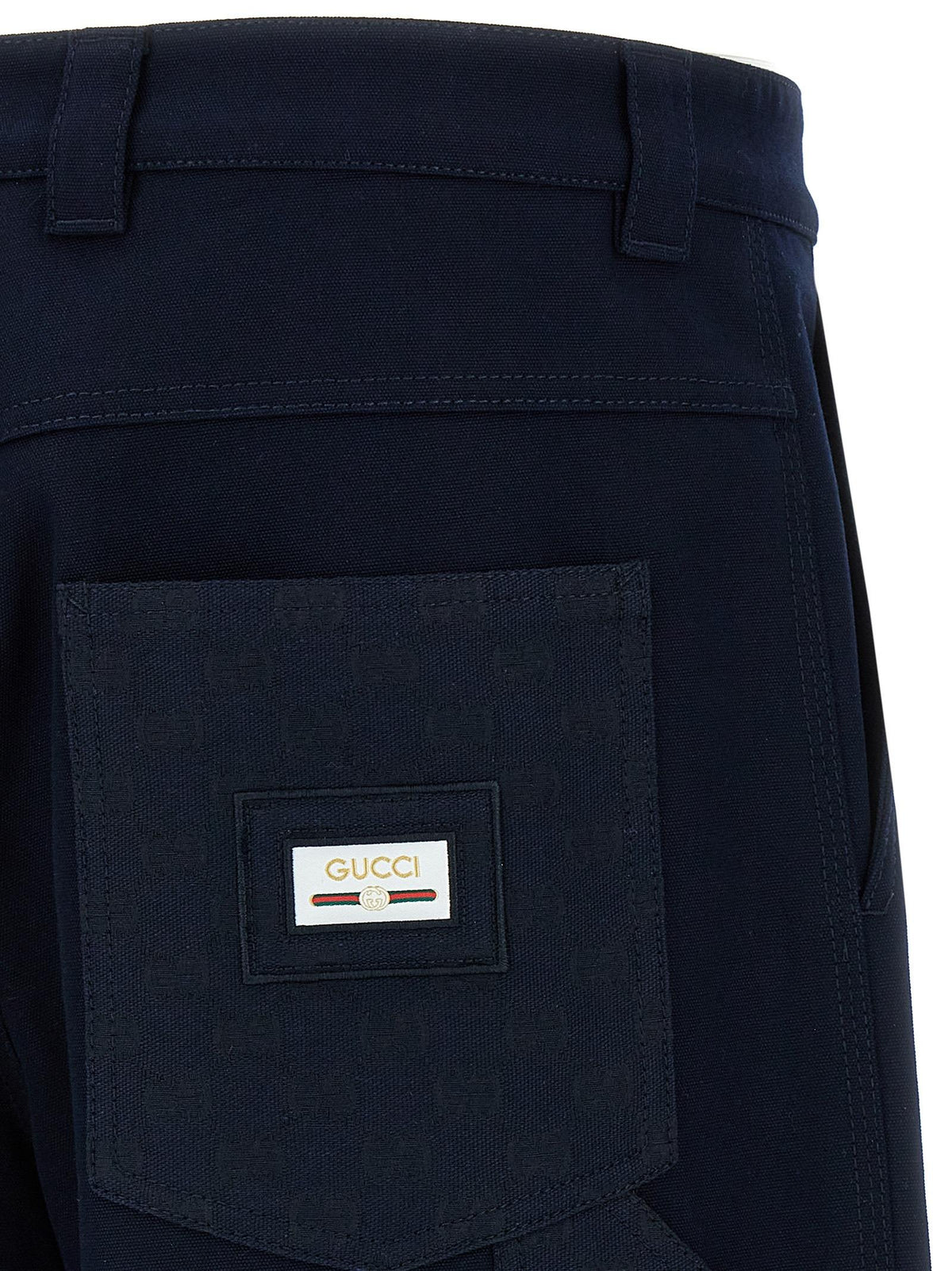 GUCCI Blue Cotton Cropped Trousers for Men