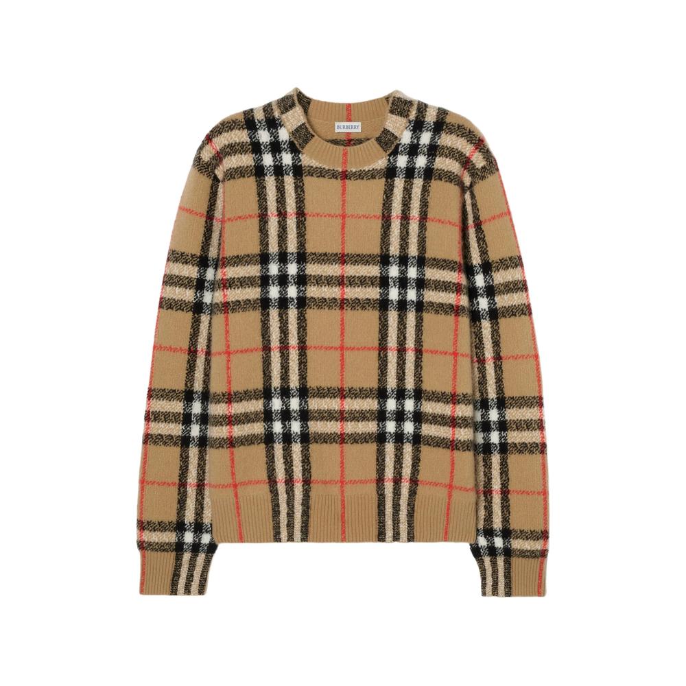 BURBERRY Black Wool Round Neck Knit Sweater for Men