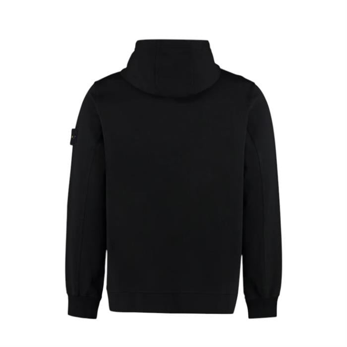 STONE ISLAND Garment-Dyed Badge Hoodie Black Sweatshirt