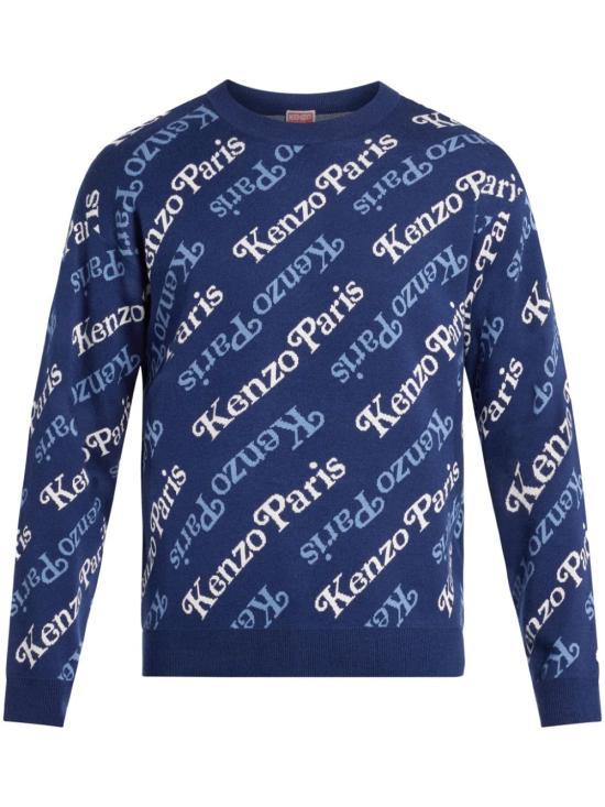KENZO Wool Round Neck Sweater Men Navy FE55PU4573 CB77