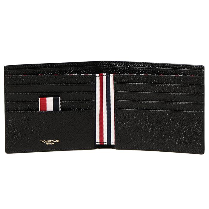 THOM BROWNE Tricolor Tab Pebble Leather Bifold Wallet
