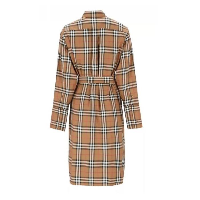 BURBERRY Ivery Check Belted Shirt Dress Set