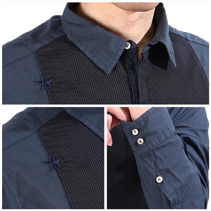 The Editor Navy Cotton Long Sleeve Shirt for Men 1304 1 4434