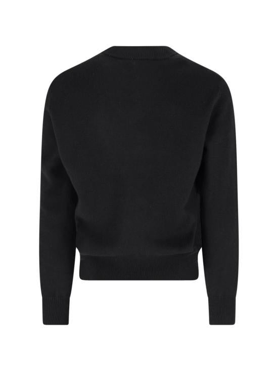 SUNFLOWER Black Round Neck Knit Sweater for Men