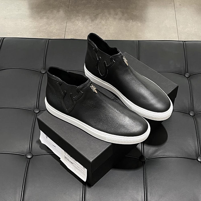 Chrome Hearts Dagger Mid-Top Leather Slip-On Sneakers