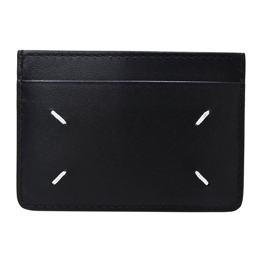 Maison Margiela Black Stitch Leather Card Holder Wallet Unisex