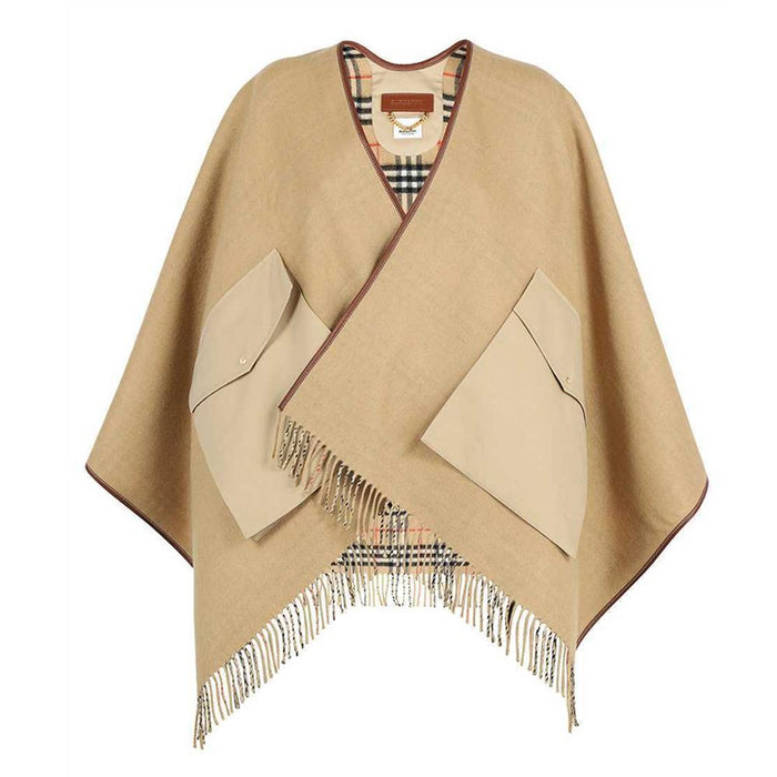 BURBERRY Vintage Check Pocket Jacquard Cape Coat