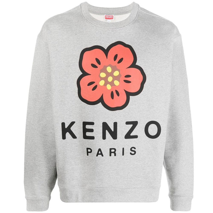 KENZO Flower Logo Print Fleece Sweatshirt Gray Men's