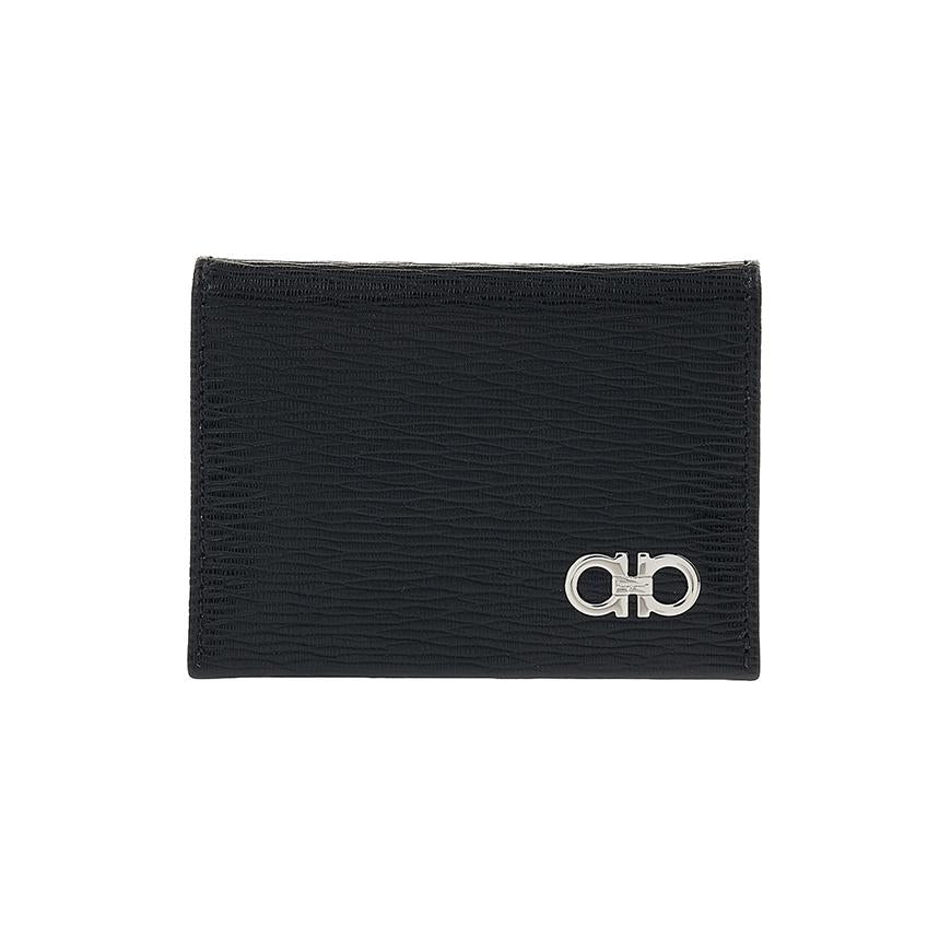 Ferragamo Gancini Leather Card Holder Black/Red Men’s