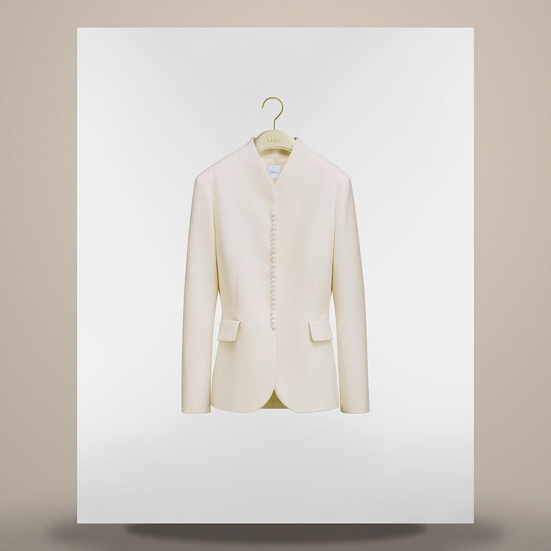 DIOR White Wool Silk Bar Jacket Blouse 651V45A1452 X0150