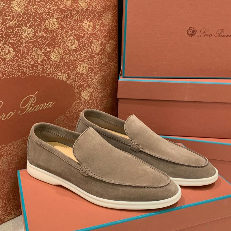 Loro Piana Men’s Suede Moccasin Loafers Brown Classic