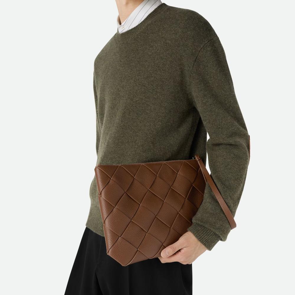 Bottega Veneta Large Diago Pouch Nocciola Brown Leather
