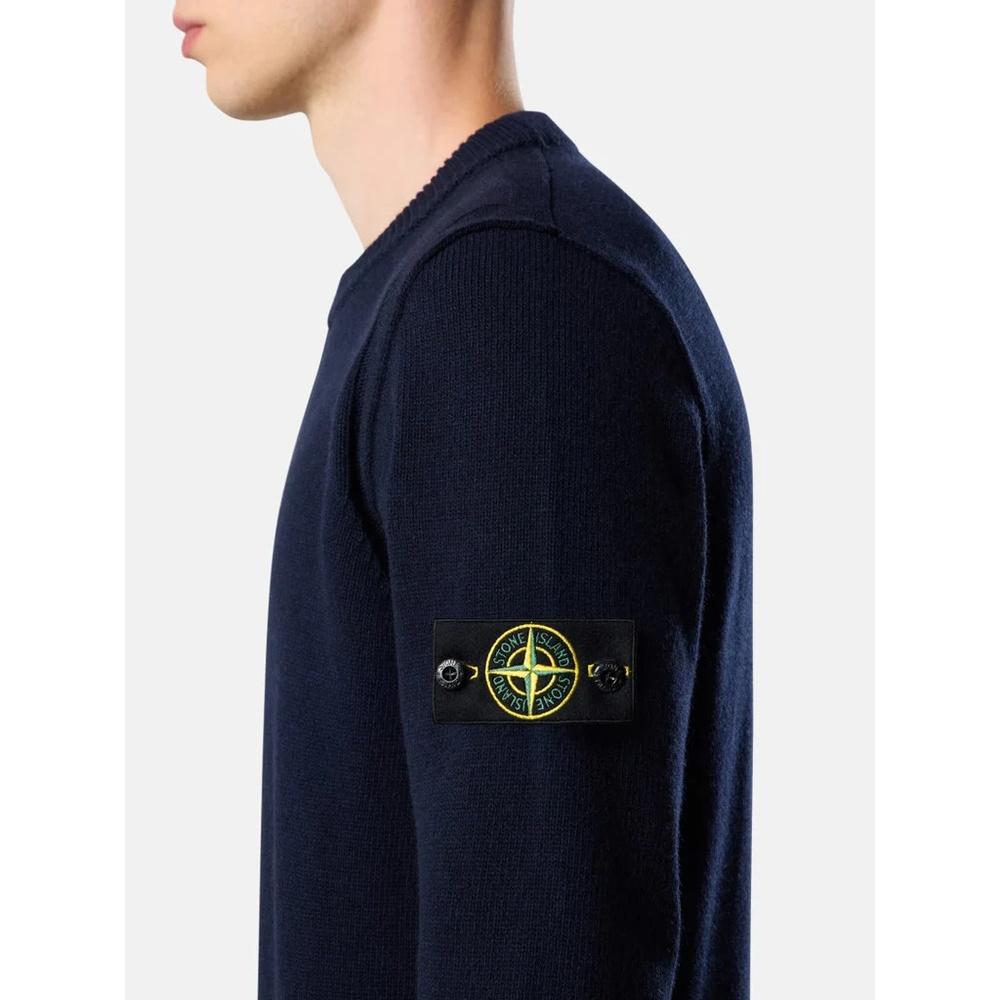 STONE ISLAND Lambswool Crewneck Knit Sweater for Men Black