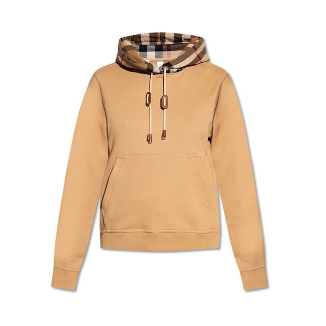 BURBERRY Vintage Check Camel Hoodie Women’s Hooded Sweatshirt