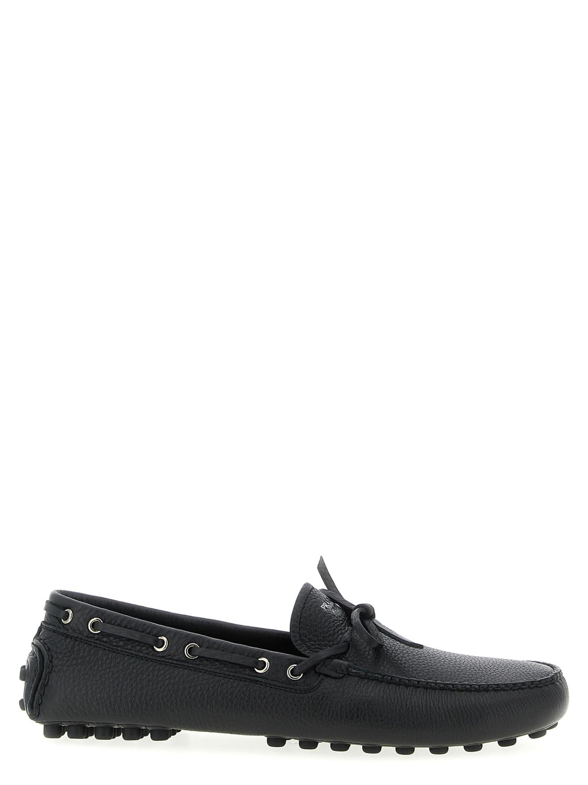 PRADA Black Leather Penny Loafers for Men