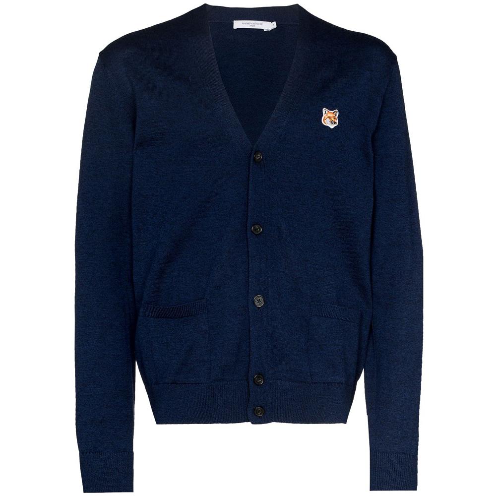 Maison Kitsune Fox Head V-Neck Cardigan IU00505KT1036 H481