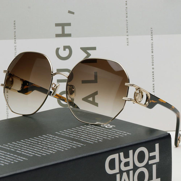 Lanvin Gold Logo Round Metal Frame Sunglasses LNV126SLB 710