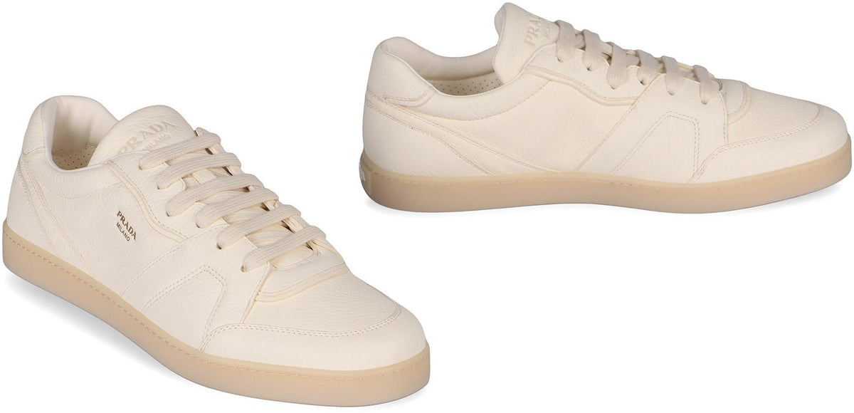 PRADA White Leather Low-Top Sneakers Men’s